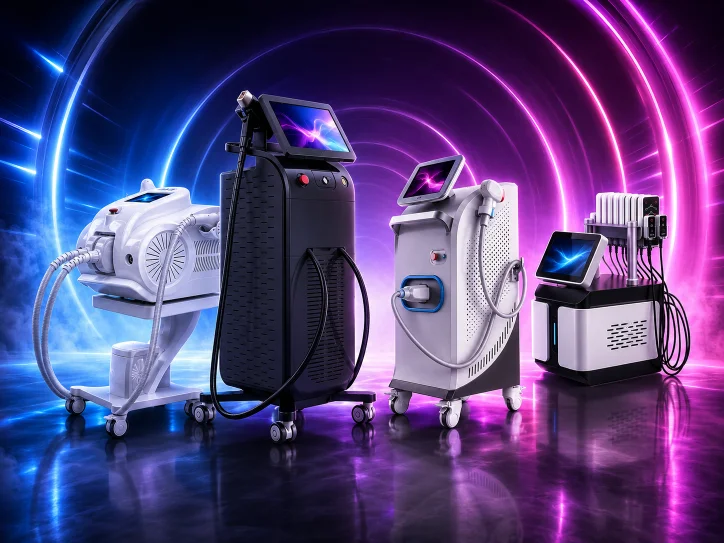 Professional aesthetic machines arranged in a studio setting
